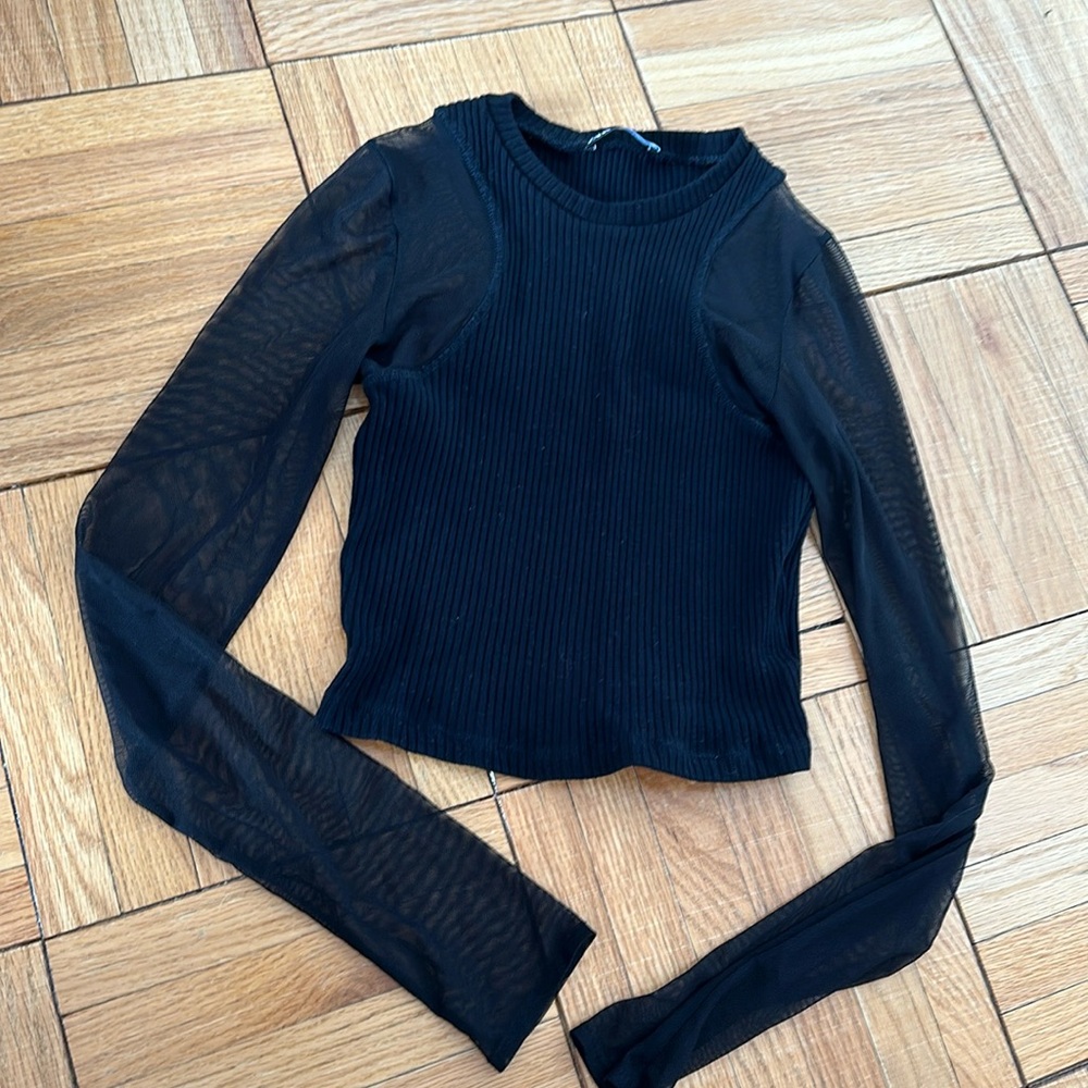 Black mesh arm long sleeve